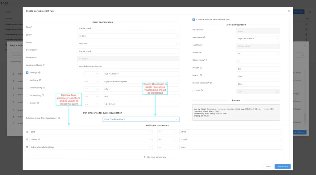 Tutorial: Convert your log data to a time-series event visualization 4 Creating an alertable event rule