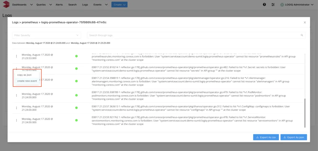 Tutorial: Convert your log data to a time-series event visualization 2 Searching for logs on the Logs page
