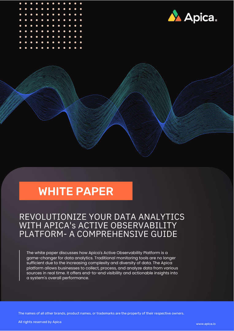 Product briefs, technical briefs, data sheets of Apica & its capabilities 44 Revolutionize Your Data Analytics APICA